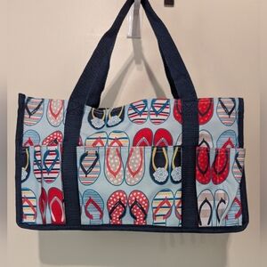 Thirty One Colorful Flip Flop Beach Fun Tote Bag Small 13 X 8 X 6